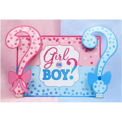 Banner pentru Petrecere, Klevo, Model Girl or Boy, Tematica Gender Reveal, 150 x 100 cm, Albastru Roz