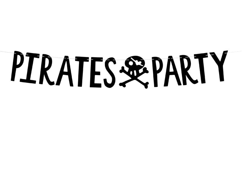 Banner Pirați - Petrecere Piratică, negru, 14x100cm
