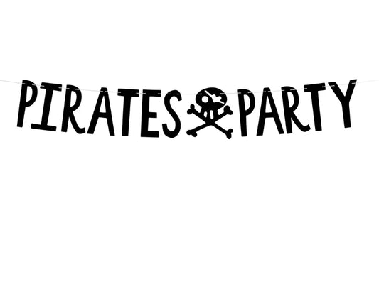 Banner Pirați - Petrecere Piratică, negru, 14x100cm
