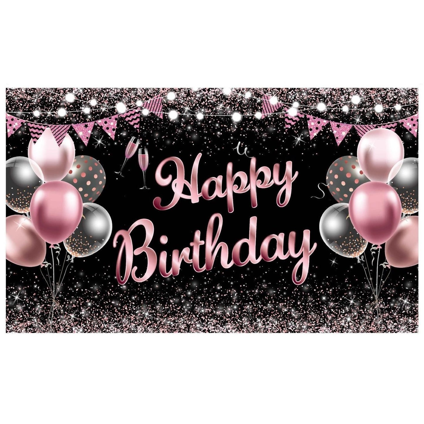Banner Tip Fundal pentru Poze, Klevo, din Panza, 185 x 110 cm, Sfoara 6 m, Prindere in 4 Colturi, Negru/Roz