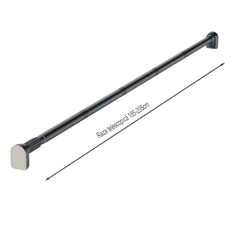 Bara Telescopica Multifunctionala, Klevo, din Otel Inoxidabil si ABS, Utilizare Universala, Extensie 185 - 205 cm, Fara Perforare Perete, Gri