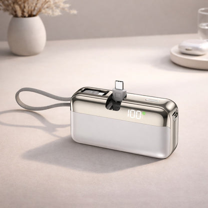 Baterie Externa, Klevo, Power Bank, Capsule, 10000 mAh, Design Compact, Incarcare Rapida, Compatibilitate Universala, 9 x 5 x 2,5 cm, Alb