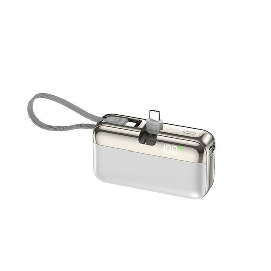 Baterie Externa, Klevo, Power Bank, Capsule, 10000 mAh, Design Compact, Incarcare Rapida, Compatibilitate Universala, 9 x 5 x 2,5 cm, Alb