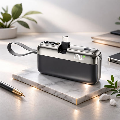 Baterie Externa, Klevo, Power Bank, Capsule, 10000 mAh, Design Compact, Incarcare Rapida, Compatibilitate Universala, 9 x 5 x 2,5 cm, Negru
