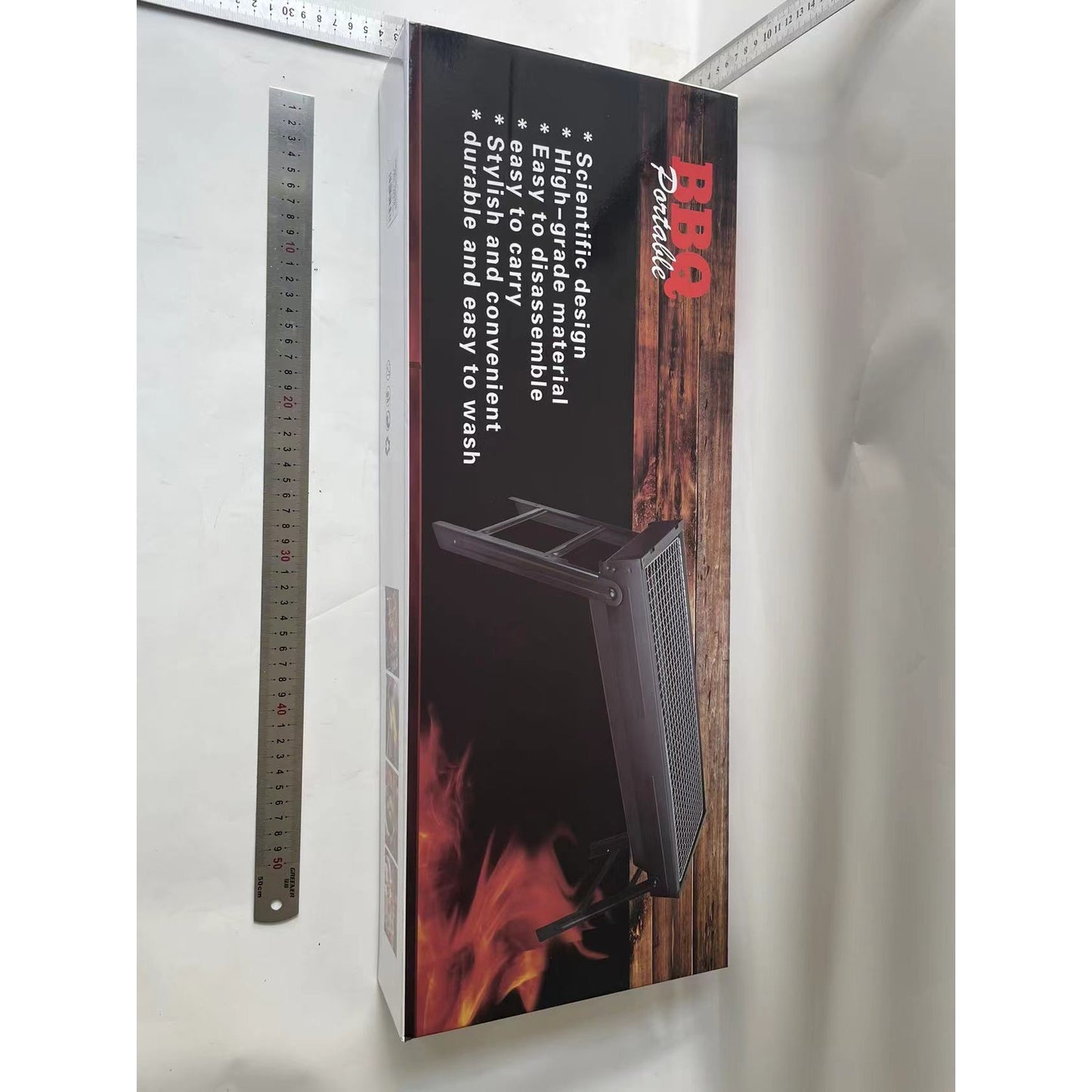 Gratar Portabil, Klevo, Confectionat din Metal, pentru Picnic, Gradina, Terasa, Camping, Dimensiuni Reduse, 60x22x23 cm, Negru