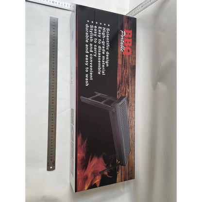 Gratar Portabil, Klevo, Confectionat din Metal, pentru Picnic, Gradina, Terasa, Camping, Dimensiuni Reduse, 60x22x23 cm, Negru