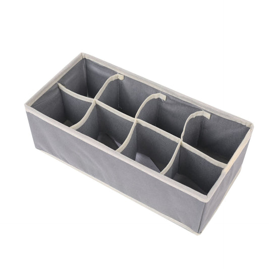 Cutie De Depozitare, Klevo, Pentru Lenjerie, Sosete Si Sutiene, Material Textil, 8 Compartimente, 32 x 16 x 10 cm, Culoare Gri