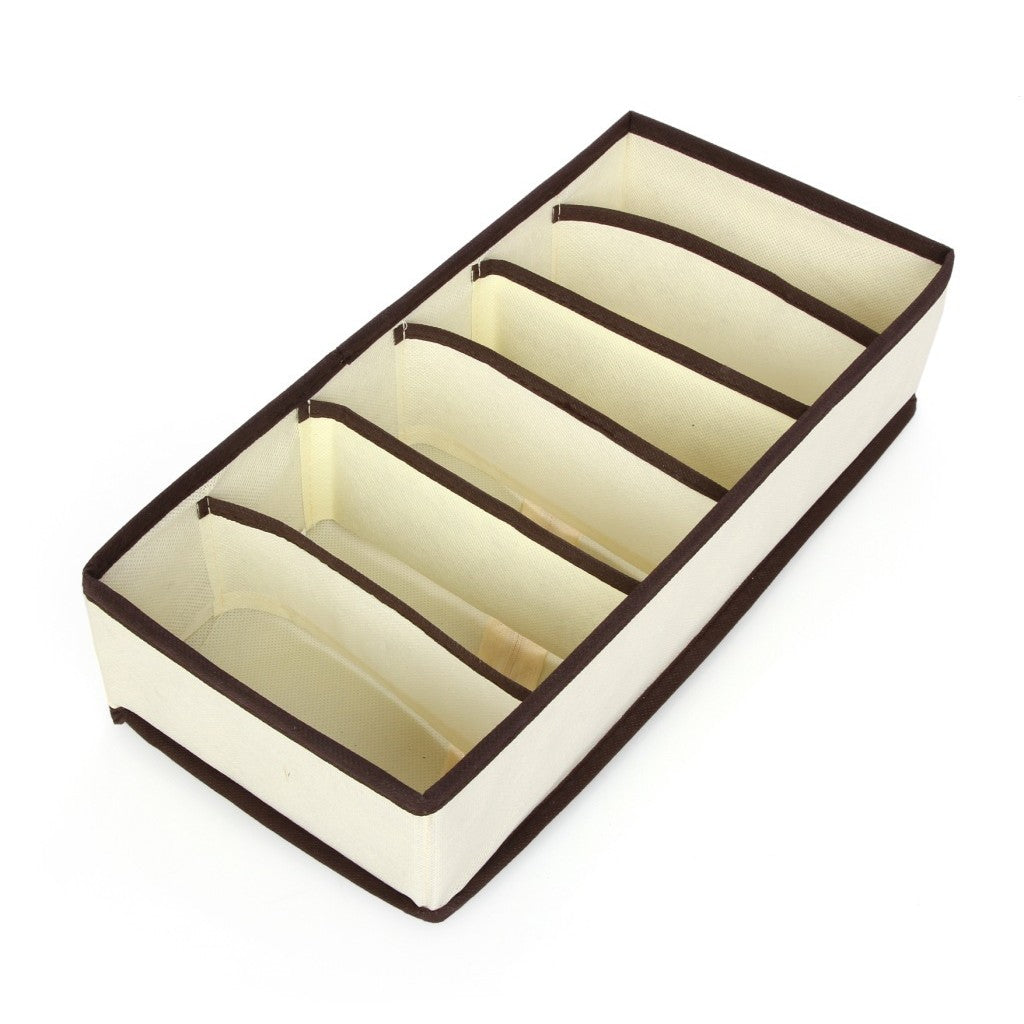 Cutie De Depozitare, Klevo, Pentru Lenjerie, Sosete Si Sutiene, Material Textil, 6 Compartimente, 32 x 16 x 10 cm, Culoare Bej