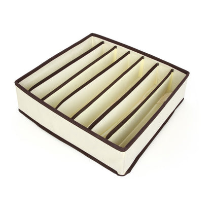 Cutie De Depozitare, Klevo, Pentru Lenjerie, Sosete Si Sutiene, Material Textil, 7 Compartimente, 32 x 32 x 10 cm, Culoare Bej