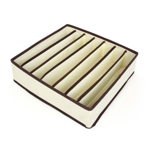 Cutie De Depozitare, Klevo, Pentru Lenjerie, Sosete Si Sutiene, Material Textil, 7 Compartimente, 32 x 32 x 10 cm, Culoare Bej