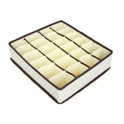 Cutie De Depozitare, Klevo, Pentru Lenjerie, Sosete Si Sutiene, Material Textil, 24 Compartimente, 32 x 32 x 10 cm, Culoare Bej