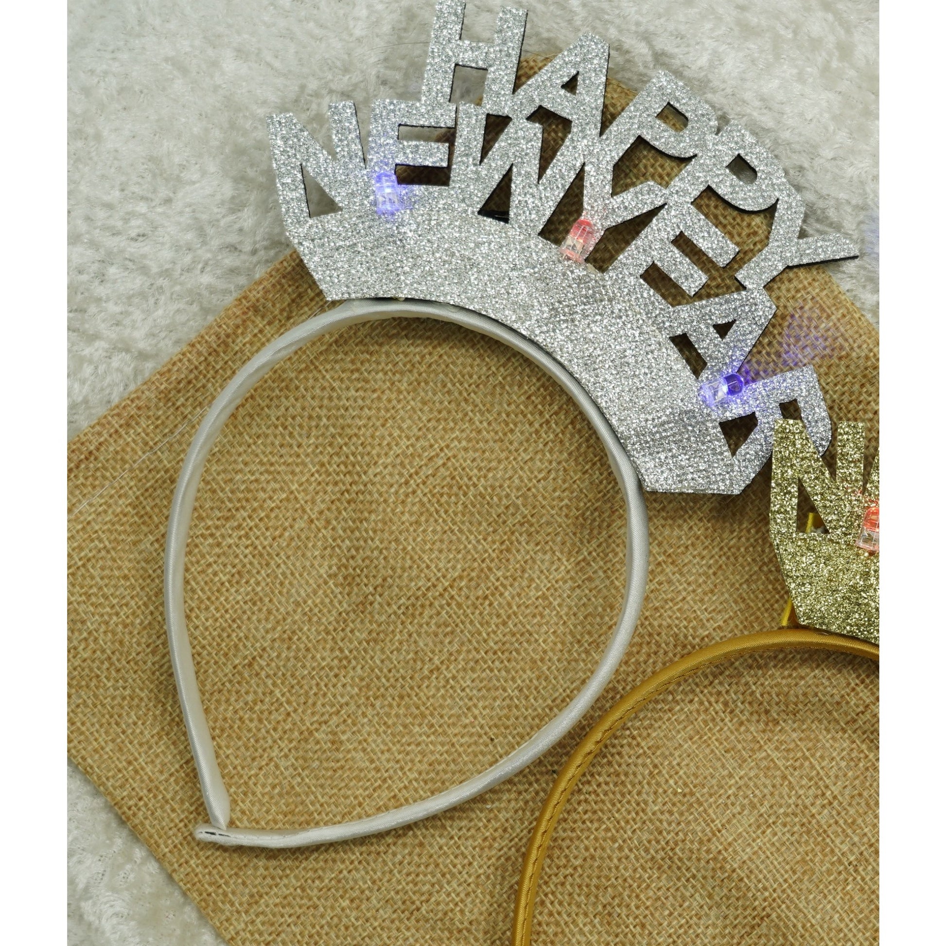 Bentita/cerc Happy Newyear, culoare gri metalic, marime standard, Klevo