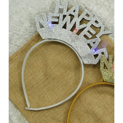 Bentita/cerc Happy Newyear, culoare gri metalic, marime standard, Klevo