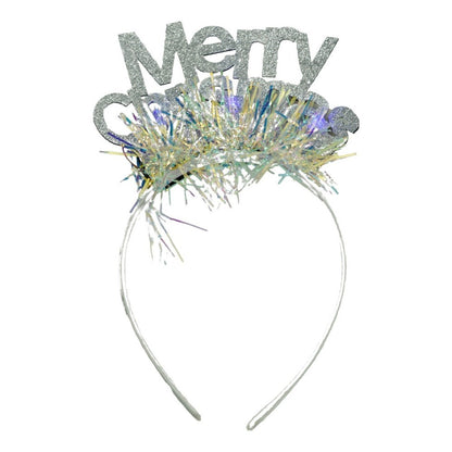 Bentita/cerc Mery Cristmas, culoare gri metalic cu beteala, marime standard, Klevo