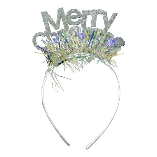 Bentita/cerc Mery Cristmas, culoare gri metalic cu beteala, marime standard, Klevo