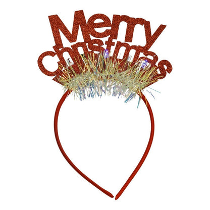 Bentita/cerc Mery Cristmas, culoare rosu cu sclipici, marime standard, Klevo