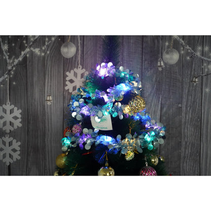 Beteala Craciun cu LED, Albastra, model cu paiete rotunde, 2 m x 5 cm, PVC, Sir, Artificiala, Klevo