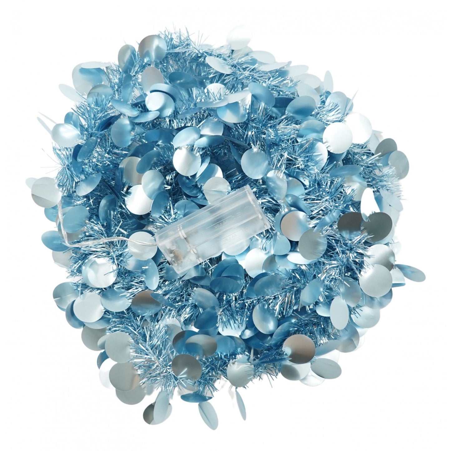 Beteala Craciun cu LED, Albastra, model cu paiete rotunde, 2 m x 5 cm, PVC, Sir, Artificiala, Klevo