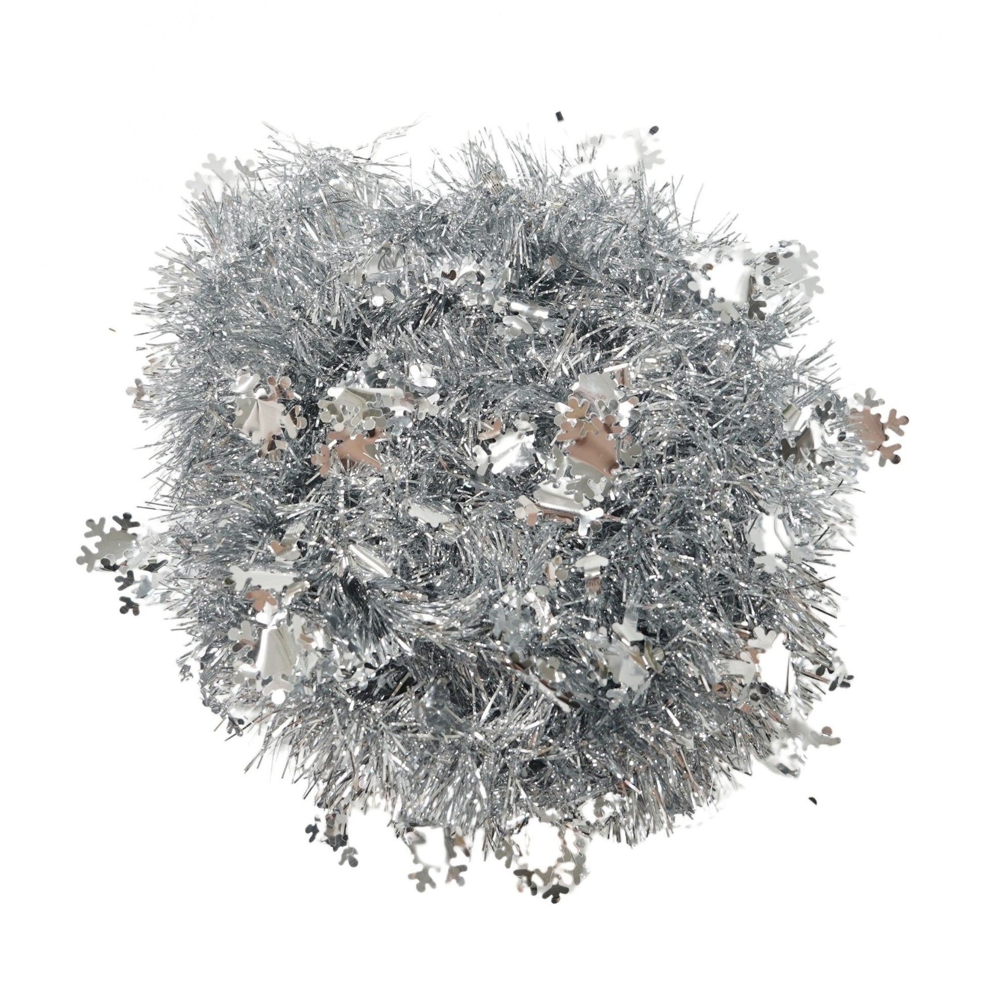 Beteala Craciun cu LED, Argintie, model cu fulgi de nea, 2 m x 5 cm, PVC, Sir, Artificiala, Klevo