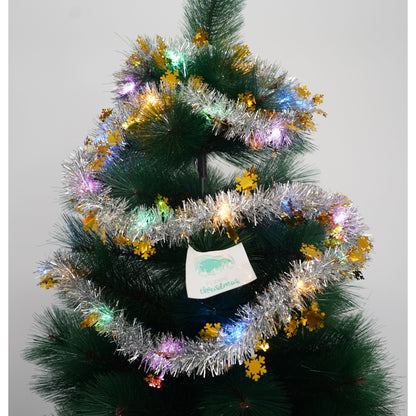 Beteala Craciun cu LED, Aurie, model cu fulgi de nea, 2 m x 5 cm, PVC, Sir, Artificiala, Klevo