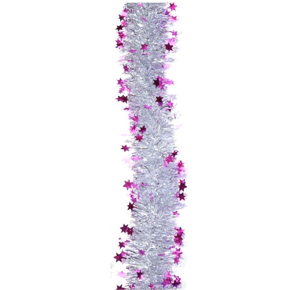 Beteala de Craciun cu LED, Klevo, 2 m, 5 cm Grosime, din PVC, Model cu Stelute, Artificiala, Mov/Argintiu