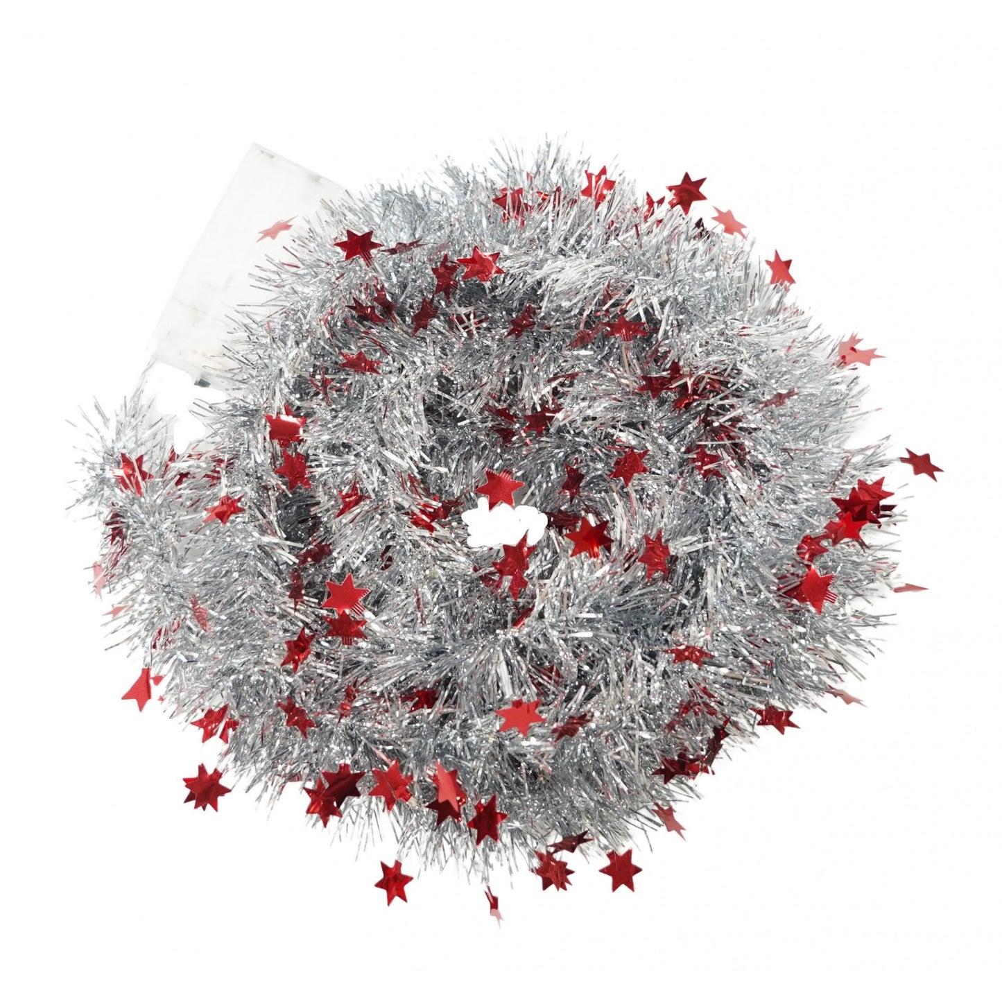 Beteala Craciun cu LED, Rosie, model cu stelute, 2 m x 5 cm, PVC, Sir, Artificiala, Klevo