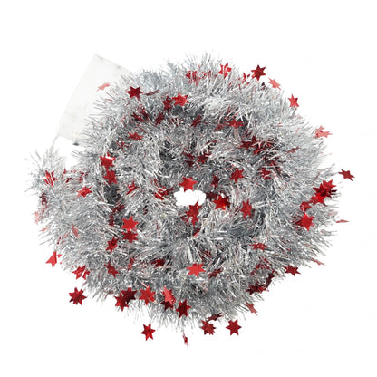 Beteala Craciun cu LED, Rosie, model cu stelute, 2 m x 5 cm, PVC, Sir, Artificiala, Klevo