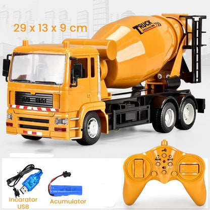Camion Betoniera Jucarie pentru Copii, Klevo, Jucarie Camion Betoniera cu Telecomanda, Jucarie de Constructie, Acumulator cu Incarcare USB, 29 x 13 x 9 cm, Galben