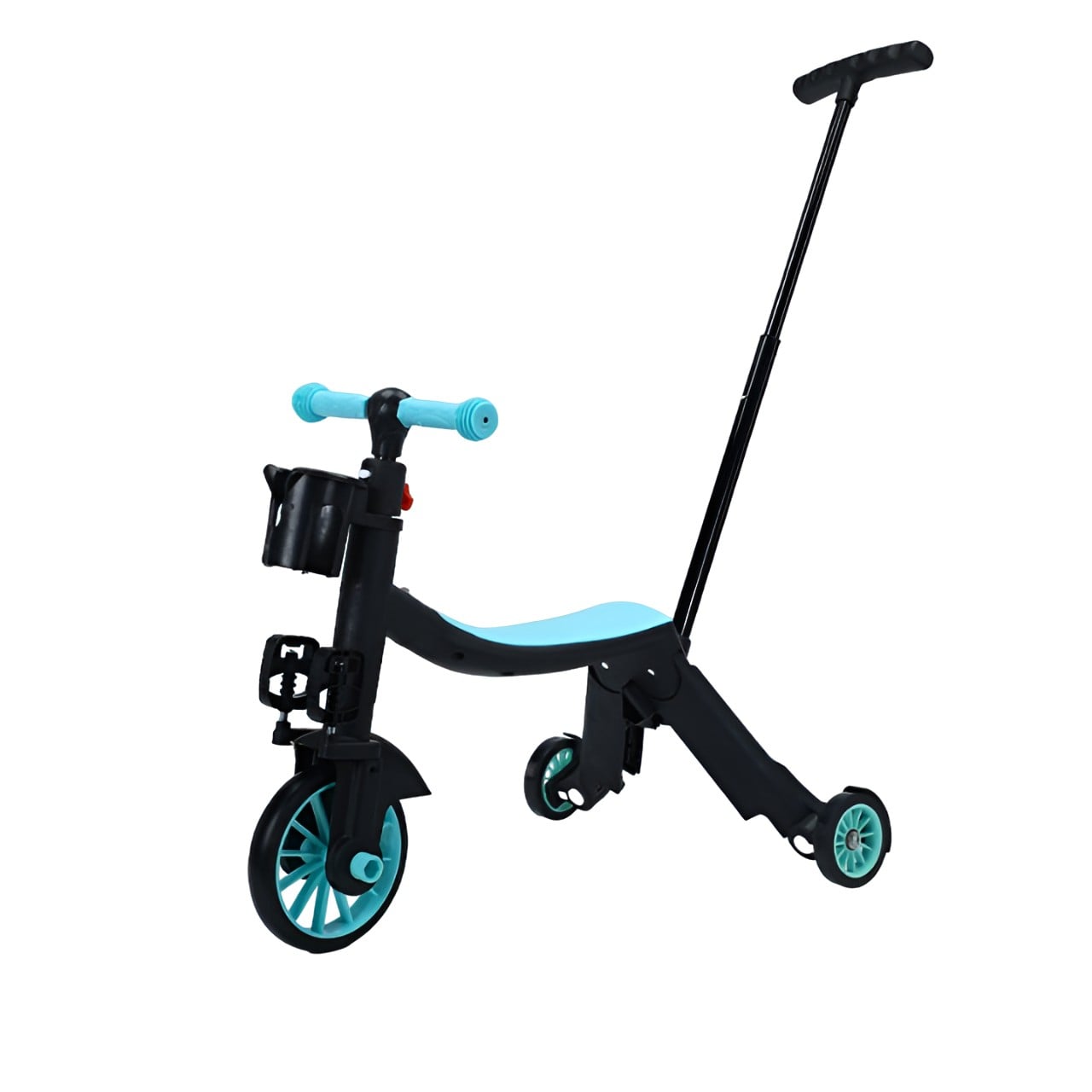Bicicleta 8 in 1, Klevo, Transformabila, Multifunctionala, Reglare Inaltime, cu Maner de Impingere Detasabil, Tricicleta, Trotineta, 3 Roti, Pedale, Cosulet, 3-6 Ani, Albastru