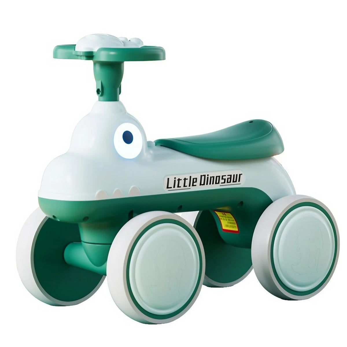 Bicicleta Pentru Copii, Klevo, Fara Pedale, Cu Patru Roti, Din Plastic Rezistent, Fara BPA, Cu Muzica Si Lumini, Model Dinozaur, 50x27x40 Cm, Verde