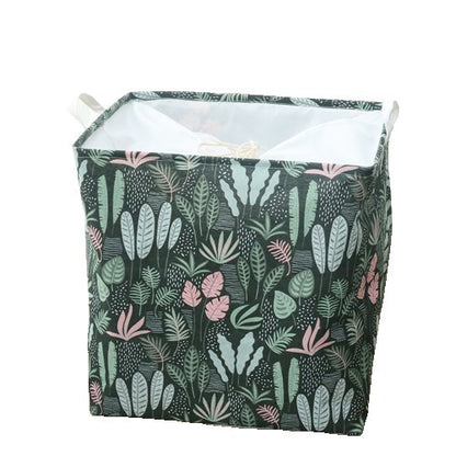 Cutie de Depozitare Pliabila, Klevo, Impermeabila, cu Snur, Capacitate 100 L, cu Manere, 50x50x40cm, Model Frunze, Verde