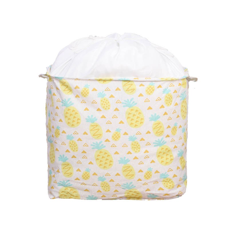 Cutie de Depozitare Pliabila, Klevo, Impermeabila, cu Snur, Capacitate 100 L, cu Manere, 50x50x40cm, Model Ananas, Galben