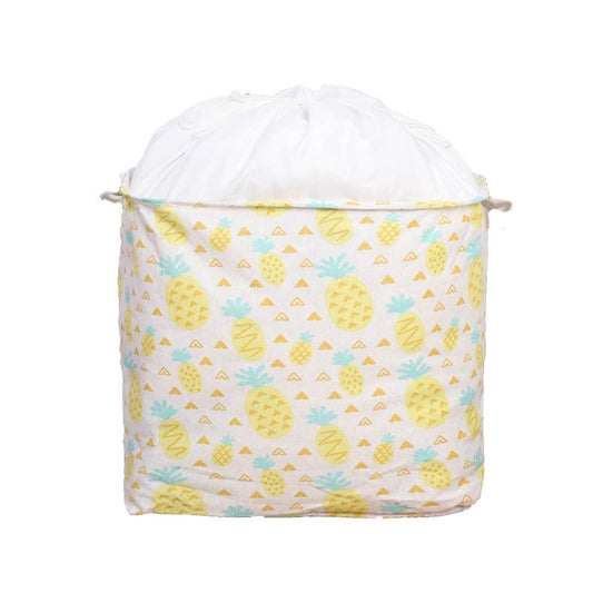 Cutie de Depozitare Pliabila, Klevo, Impermeabila, cu Snur, Capacitate 100 L, cu Manere, 50x50x40cm, Model Ananas, Galben