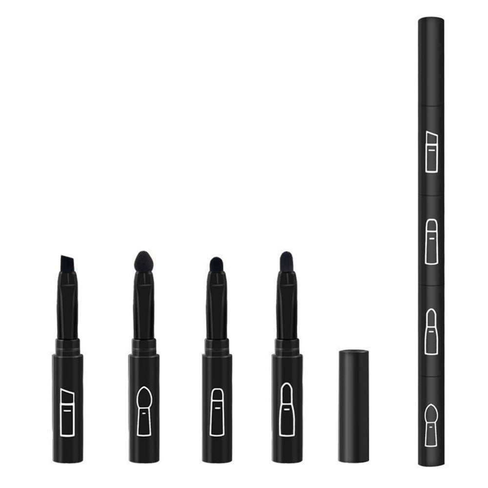 Set Pensule de Machiaj 4in1, Klevo, pentru Fard, Sprancene si Buze, 16 cm, din Plastic, Negru