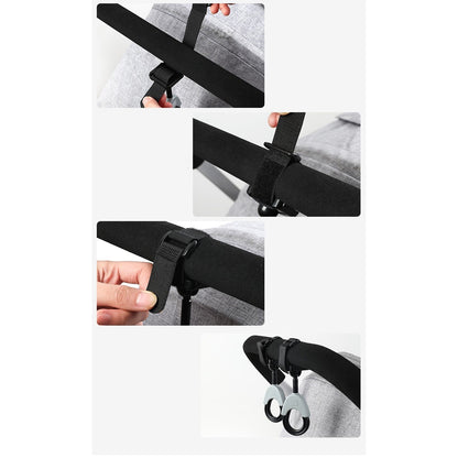 Set 2 Carlige pentru Carucior, Klevo, din Plastic si Velcro, Sarcina Maxima 2 kg, Negru