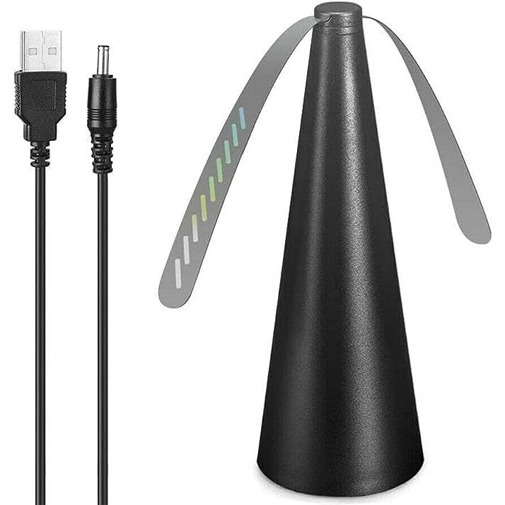 Ventilator Exterior, Klevo, Repelent pentru Muste/Tantari, Cablu USB, Slot Baterii, 9 x 9 x 20 cm, Negru
