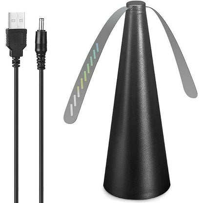 Ventilator Exterior, Klevo, Repelent pentru Muste/Tantari, Cablu USB, Slot Baterii, 9 x 9 x 20 cm, Negru