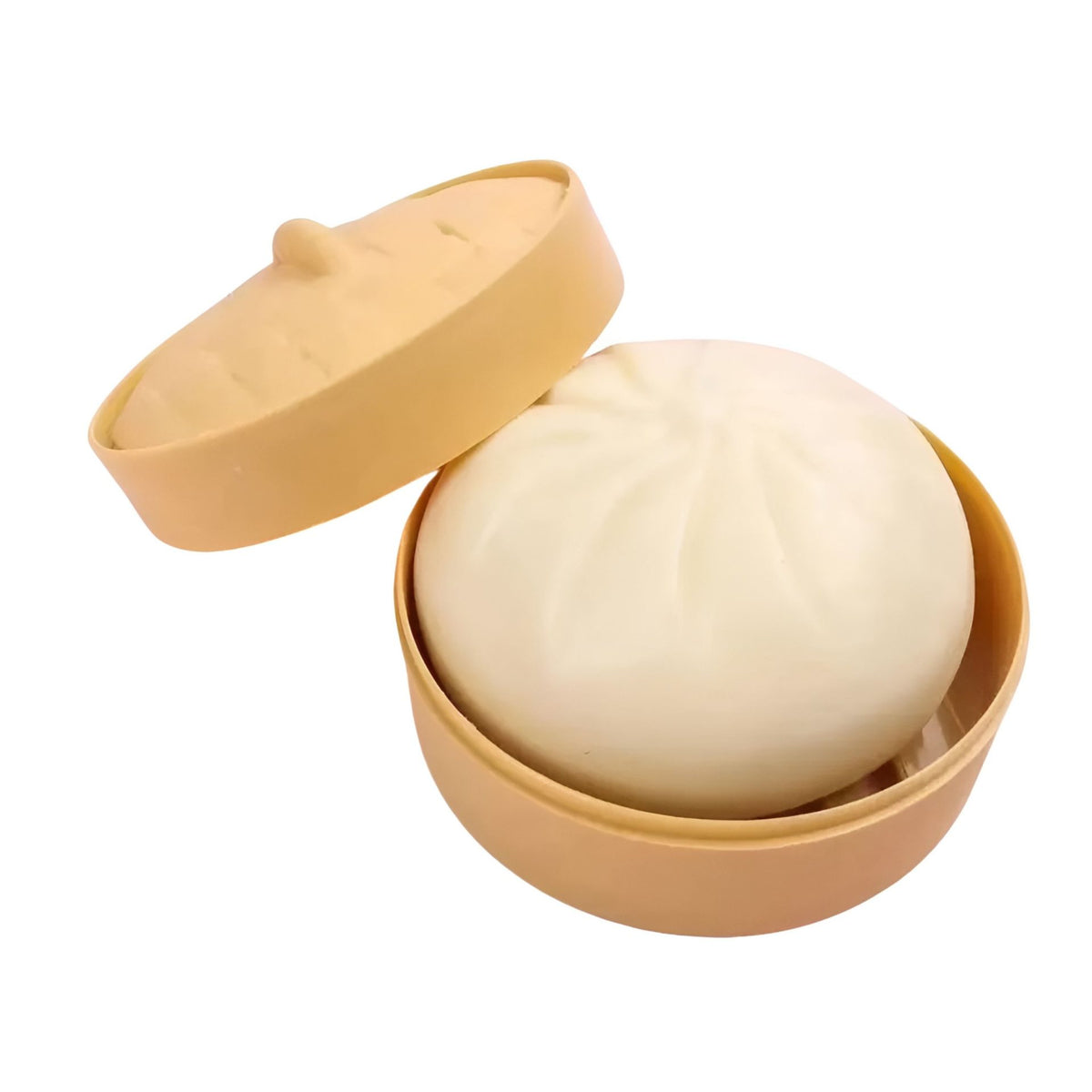 Jucarie Interactiva Dumpling Squishy, Klevo, Model Cifla Aburita, Jucarie Antistres pentru Copii si Maturi, Efect Calmant cu Revenire Lenta, 10 x 10 cm, Bej