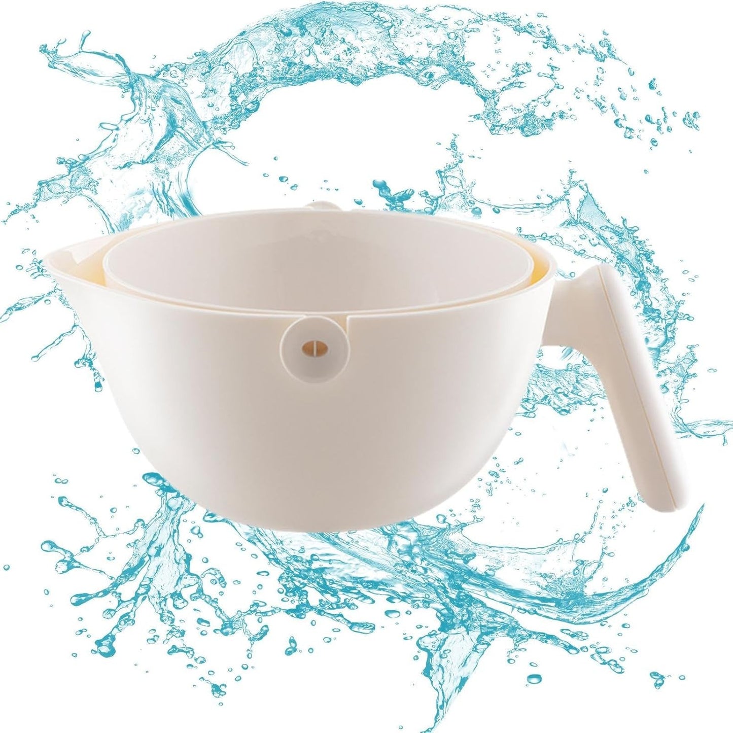 Bol cu Doua Straturi, Klevo, pentru Fructe, Legume, cu Cos de Scurgere a Apei, 2L, din ABS+PP, 29.9 x 22.5 x 11.8 cm, Alb