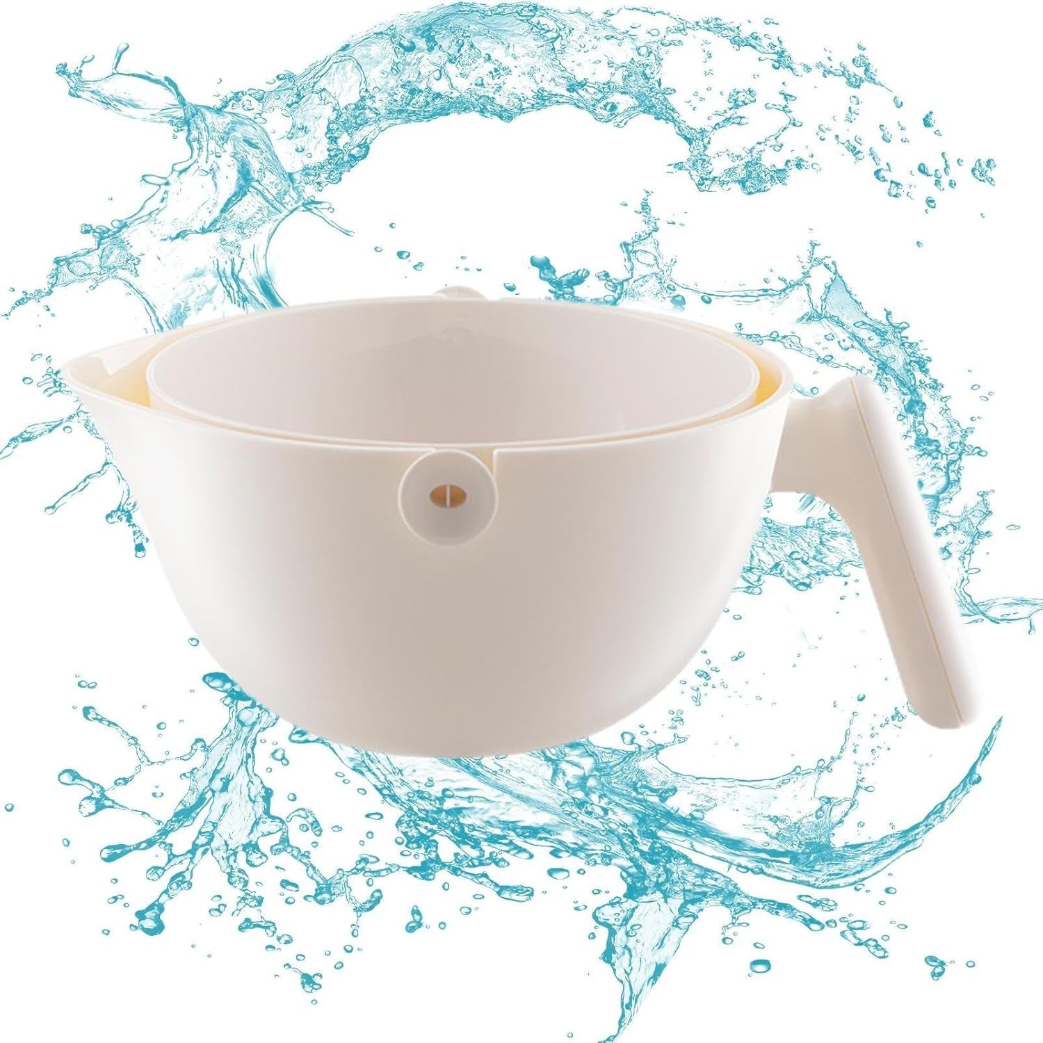 Bol cu Doua Straturi, Klevo, pentru Fructe, Legume, cu Cos de Scurgere a Apei, 2L, din ABS+PP, 29.9 x 22.5 x 11.8 cm, Alb