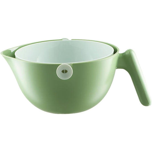 Bol cu Doua Straturi, Klevo, pentru Fructe, Legume, cu Cos de Scurgere a Apei, 2L, din ABS+PP, 29.9 x 22.5 x 11.8 cm, Verde-Alb