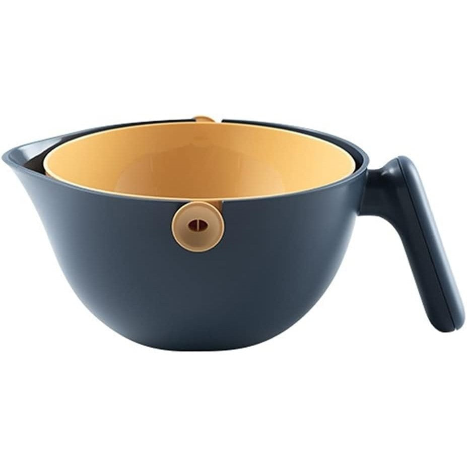 Bol cu Doua Straturi, Klevo, pentru Fructe, Legume, cu Cos de Scurgere a Apei, 2L, din ABS+PP, 29.9 x 22.5 x 11.8 cm, Albastru-Portocaliu