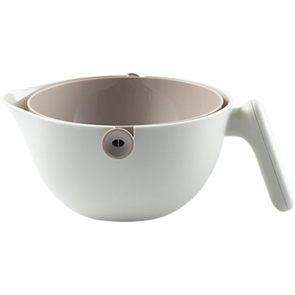 Bol cu Doua Straturi, Klevo, pentru Fructe, Legume, cu Cos de Scurgere a Apei, 2L, din ABS+PP, 29.9 x 22.5 x 11.8 cm, Alb - Gri