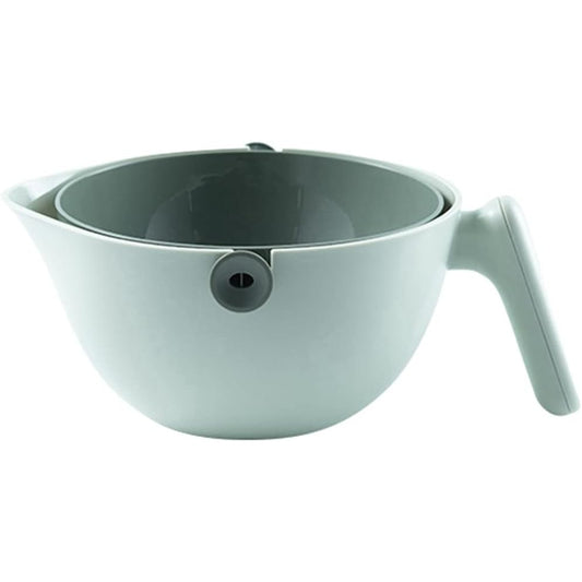 Bol cu Doua Straturi, Klevo, pentru Fructe, Legume, cu Cos de Scurgere a Apei, 2L, din ABS+PP, 29.9 x 22.5 x 11.8 cm, Verde