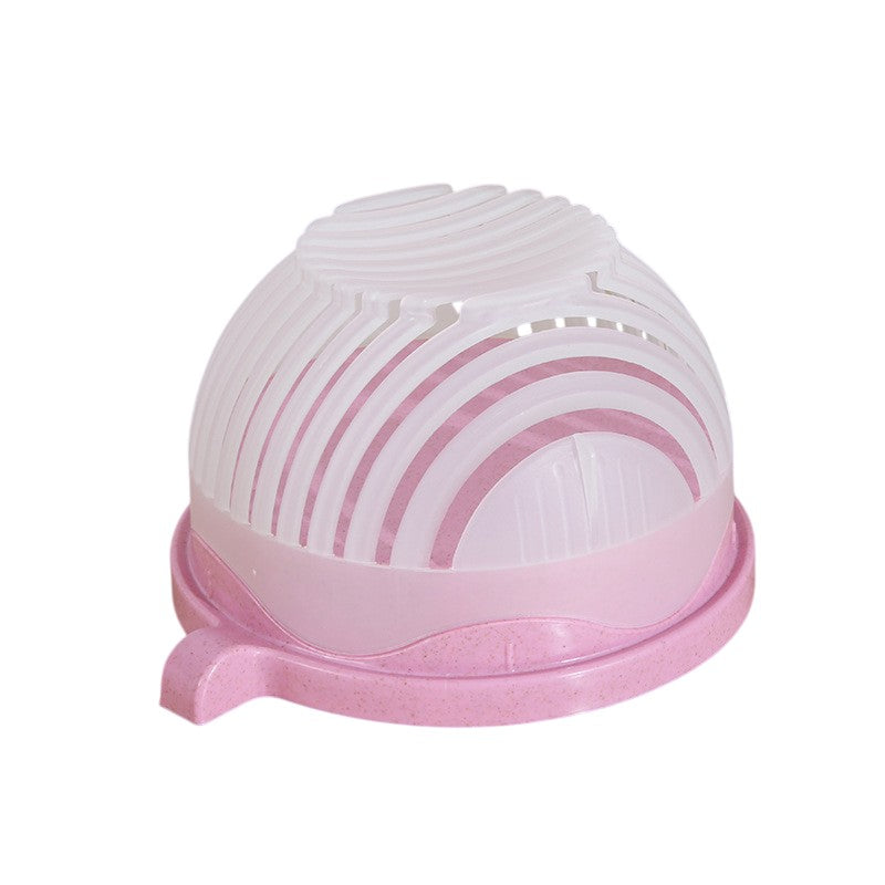 Bol Feliator pentru Salata, Klevo, Castron Multifunctional pentru Legume si Fructe, pentru Spalat si Taiat Legumele, cu Scurgere si Tocator, Ergonomic, Protectie pentru Maini, 21x18.5x11.5 cm, Roz