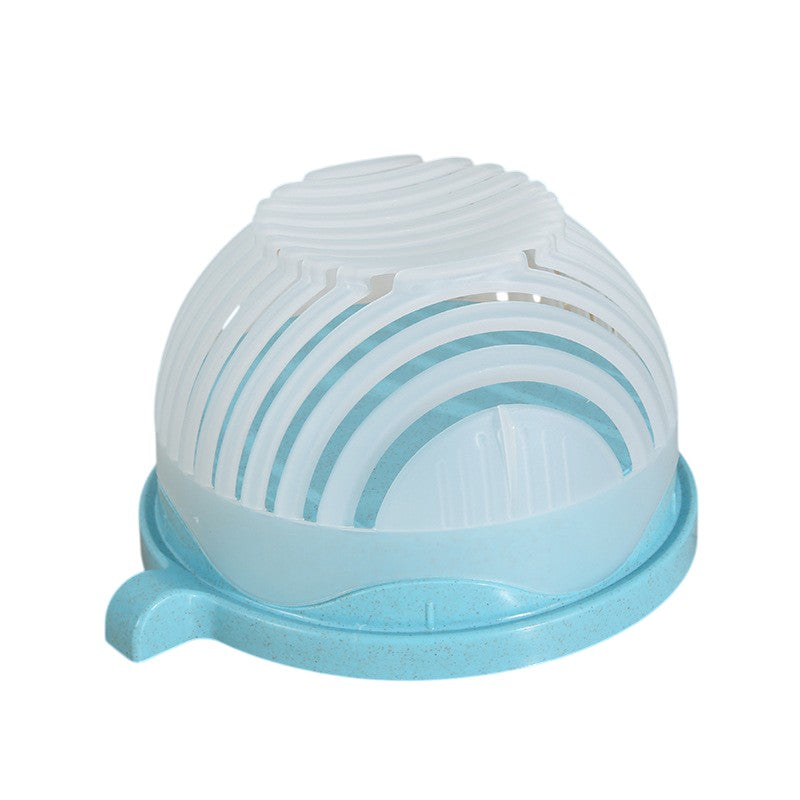 Bol Feliator pentru Salata, Klevo, Castron Multifunctional pentru Legume si Fructe, pentru Spalat si Taiat Legumele, cu Scurgere si Tocator, Ergonomic, Protectie pentru Maini, 21x18.5x11.5 cm, Albastru