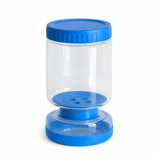 Borcan de Muraturi, Klevo, Borcan cu Separator Divizat de 34oz pentru Lichide, Ermetic, Termorezistent, Tip Clepsidra, 800 ml, 21 x 11 x 11 cm, Capac Albastru