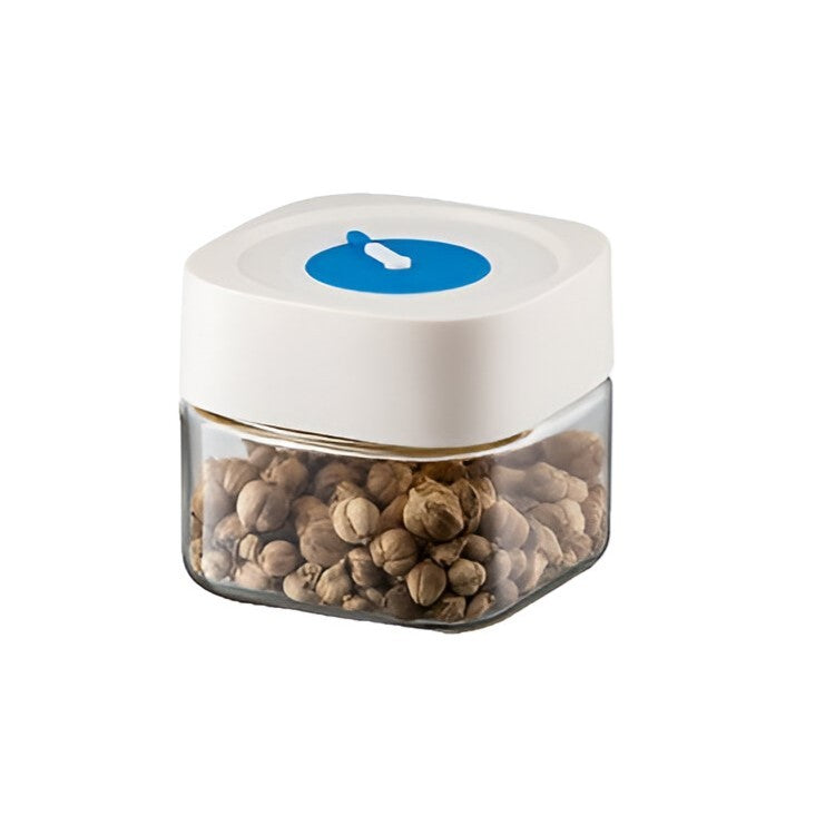Borcan din Sticla de Inalta Calitate, Klevo, Capac Ermetic, Uz Casnic, Depozitarea Condimentelor sau a Alimentelor Umede si Uscate, 500 mL, 10x10x9 cm, Alb