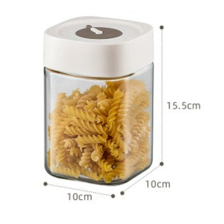 Borcan din Sticla de Inalta Calitate, Klevo, Capac Ermetic, Uz Casnic, Depozitarea Condimentelor sau a Alimentelor Umede si Uscate, 1000 mL, 10x10x15.5 cm, Alb