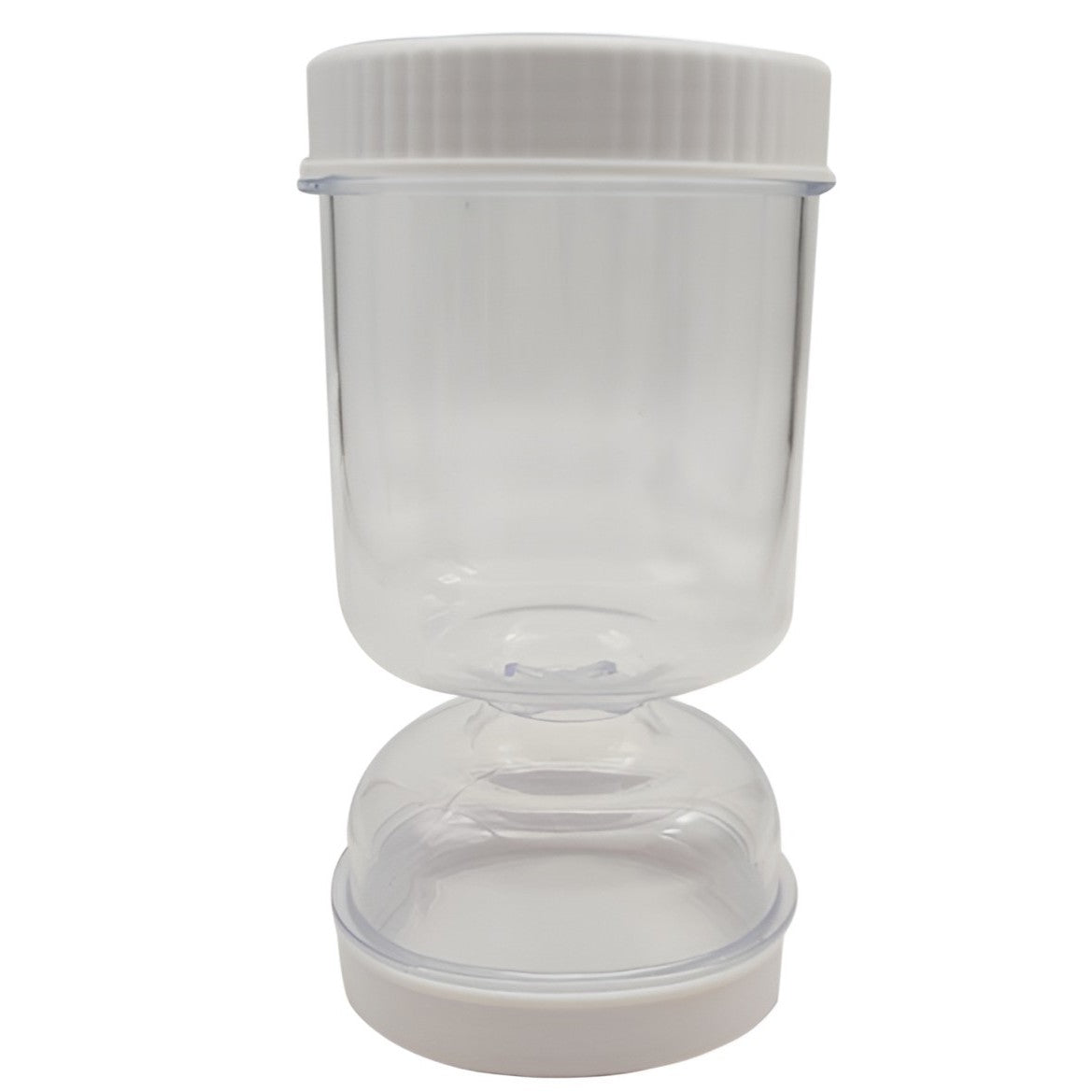 Borcan pentru Muraturi, Klevo, cu Separator pentru Lichide, Ermetic, Termorezistent, Tip Clepsidra, 2 Furculite Incluse, ABS, Alb, 18x9x9 cm